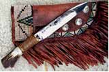 Old style camp knfe with traditional beaded sheath ( 10/0 beads)