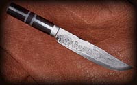 Old style camp knife, ebony handle with pewter inlays & guard., 30 cm